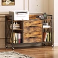 thumbnail image 2 of Office File Cabinet, 2 Drawer File Cabinets with Lock, Filing Cabinet with Power Outlets, Adjustable Shelves, Rolling Storage Cabinets for Home Office, Vintage, 2 of 9