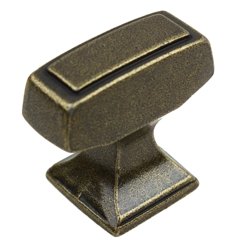 GlideRite 11/8 in. Transition Style Rectangle Knob, Antique Brass, Pack of 10 Walmart