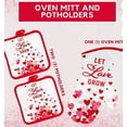 thumbnail image 3 of Heart Design Valentine’s Day Oven Mitt and Potholder Set, 3-Piece Heat Resistant, 3 of 5