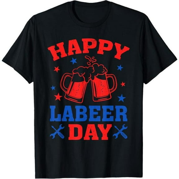 Labeer Day T-Shirt Graphic Tee Top Union Worker Beer Design Cotton Short Sleeve Casual Black S-5XL