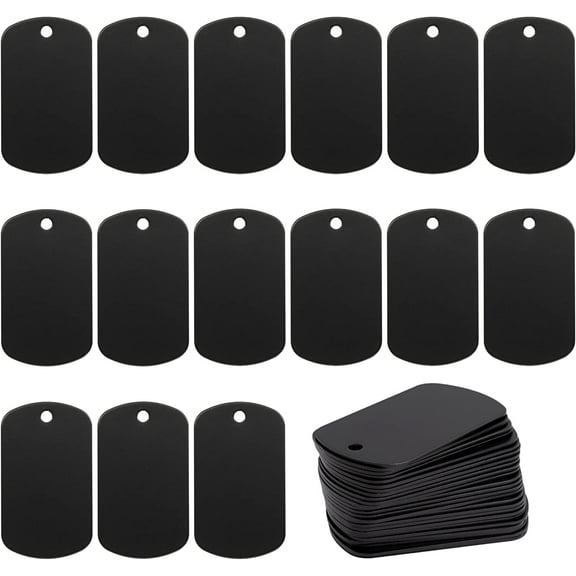 Anodized Aluminum Engraving Blank Tags Stamping Blanks 50 Pack (Black) Black 1.96inchX1.18inch Black 1.96inchX1.18inch