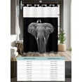 thumbnail image 6 of No Hook Cloth Fabric Shower Curtain with Snap in Liner, Elephant Bird Waterproof Shower Curtains Set with See Through Top Window, Modern Pastoral Animal Black Grey Bath Curtains Shower 60"x72", 6 of 6