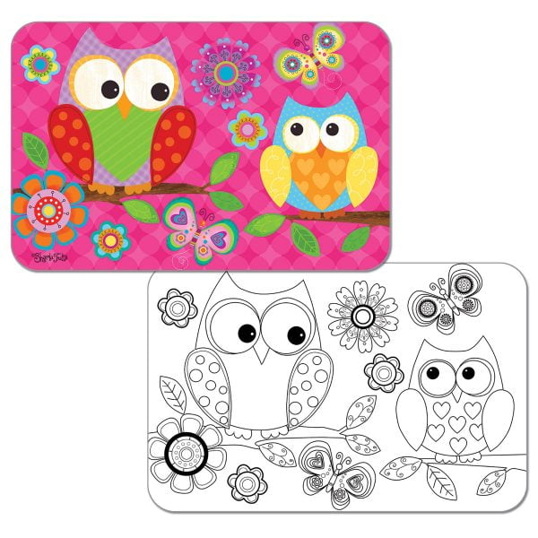 Download CounterArt Kids Owls Reversible Coloring Placemat 1 Pack ...