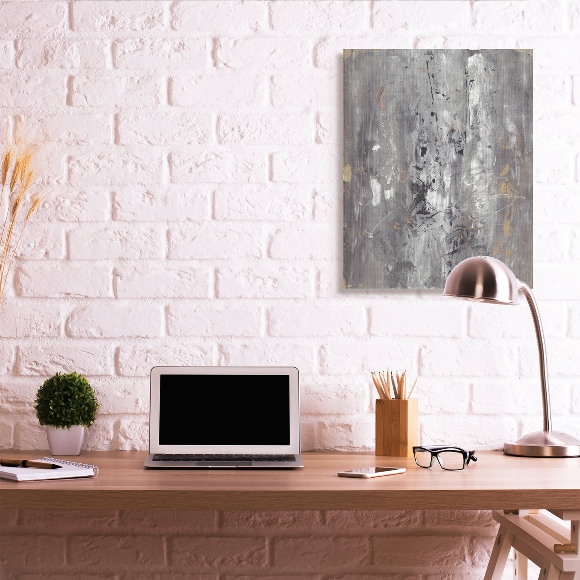 Stupell Industries Ancient Mark Inspired Abstraction Grey Brown Design Canvas Wall Art, 30 x 40, Design by Joyce Combs