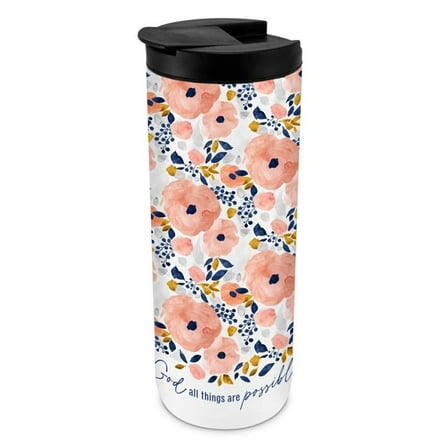 LCP 37011 Tumbler 20 Oz With God Matt.19:26 Floral