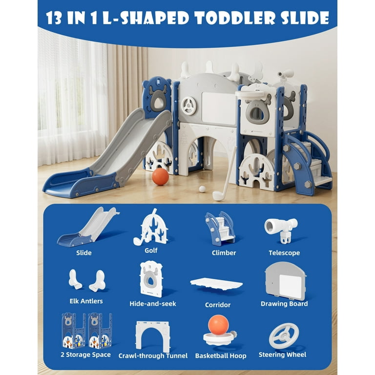 KORIMEFA 13 in 1 Toddler Slide Set, Kids Slide for baby Age 1-4