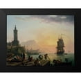thumbnail image 2 of Vernet, Claude-Joseph 24x19 Black Modern Framed Museum Art Print Titled - A Calm at a Mediterranean Port, 2 of 5