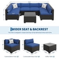 thumbnail image 2 of IdealHouse 7-Piece All-Weather Outdoor Sectional Sofa Set, Waterproof Wicker Patio Furniture with Removable Cushions, Modern Gray Conversation Set for Poolside, Black Vine+Blue Cushion, 2 of 8