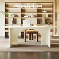 thumbnail image 2 of Tribesigns 63 Inch Computer Desk, Modern Large Rectangle Wooden Computer Desk with Arch Design Legs for Living Room, Home Office, Cream White, 2 of 8