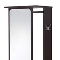 thumbnail image 3 of Benjara BM211137 Mirror & Wood Hall Tree with Hanging Rod & Casters - Brown & Silver, 3 of 5