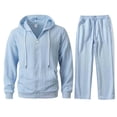 thumbnail image 4 of 2 Piece Sweater Sets for Men Fall Winter Jacquard Knitted Outfits Long Sleeve Pullover/Zip Top and Loose Pant (XL, Light Blue|Zip), 4 of 7
