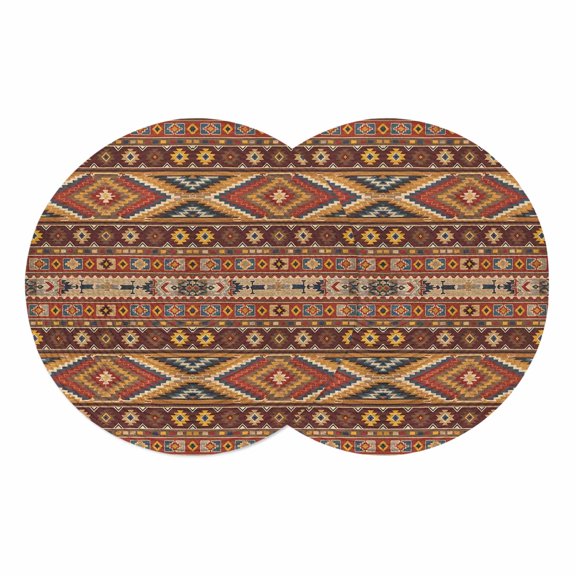 Round Placemats Bohemian Geometric 15 inch Set of 2 Table Mats for Dining Table Southwest Ethnic Style Heat Resistant Non-Slip Kitchen & Home Decorative Place Mat Set