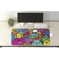thumbnail image 2 of Indie Computer Mouse Pad, Hand Drawn Colorful Doodle of Funny Crazy Monster Buddies Group Drawing Style, Rectangle Non-Slip Rubber Mousepad X-Large, 35" x 15" Gaming Size, Multicolor, by Ambesonne, 2 of 2