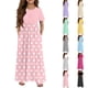 thumbnail image 1 of Girls Summer Dress Tween Dresses Short Sleeve Polka Dot Maxi Dress with Pockets Casual Summer Party Dresses for Kids Ages 3-10 ,Sie:150, 1 of 6