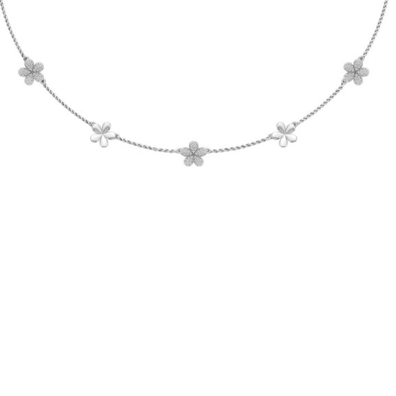 Araiya Sterling Silver Round Diamond Flower Bar Pendant Necklace (1/2 cttw, I-J Color, I2-I3 Clarity), 18"