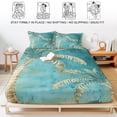 thumbnail image 5 of Twin Sze Fitted Sheet Set - Coastal Beach Palm Tree 2 Piece Bedding Sets 16" Deep Pocket Fitted Sheet with 1 Pillowcase, Retro Teal Tropical Plant Summer Brushed Microfiber Hotel Luxury Bed Sheets, 5 of 9