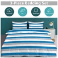 thumbnail image 5 of 3 Pcs Soft Bedding Set, Includes 1 Duvet Cover with Zipper And 2 Pillow Shams,Gray Blue And White Stripes King(102"×90"), 5 of 8