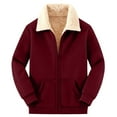 thumbnail image 2 of SYMOID Womens Red Sherpa Lined Full Zip Jacket - 100% Polyester Warm Insulated, Casual Outerwear for Cool Days with Ribbed Cuffs & Hem,Size M, 2 of 8
