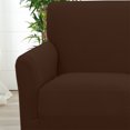 thumbnail image 3 of Great Bay Home 1-Piece Knitted Jacquard Armchair Stretch Slipcover, Chocolate, 3 of 6
