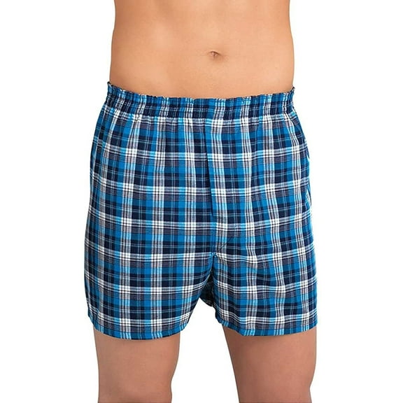 Fruit of the Loom Men's Woven Boxers(Assorted Tartan Plaids)3 Pack,Small