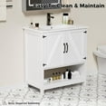 thumbnail image 5 of 30" Bathroom Vanity with Sink, Modern Bathroom Cabinet with LED Light, Bathroom Vanity Set, Double Soft Closing Cabinet Door with Organizer, White, 5 of 13