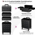 thumbnail image 2 of Byootique Rolling Makeup Train Case 3-Piece Cosmetic Organizer Kit Trolley Organizer Travel Case Lockable Salon Barber Case Traveling Cart Trunk with Wheels for Makeup Artist Trave Nail,Mermaid Black, 2 of 9