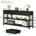 thumbnail image 2 of HSH Black Entryway Table with Drawers, 55” Sofa Table with Storage for Living Room, 3 Tier Console Table with Shelves for Entrance, Wood Metal Entry Hallway Table Behind Couch, Black Oak, 55 Inch, 2 of 8