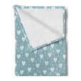 thumbnail image 2 of Scandinavian Soft Flannel Fleece Blanket, Hearts Valentines Day Idea Illustration with Pastel Blue Background, Cozy Plush for Indoor and Outdoor Use, 50" x 70", Pale Blue and White, by Ambesonne, 2 of 5