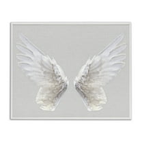 Stupell Industries Angel Wings on Grey Religious Painting White Framed Art Print Wall Art, 24 x 30