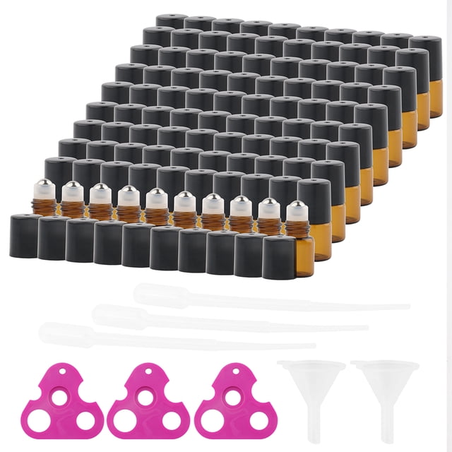 ruzhgo 15/50/100pcs 1/2/3/10ml Essential Oil Bottle Refillable Bottles Liquid Box Portable Container Plastic Jars Storage Case Makeup 1ml 15Box 2ml 100Box