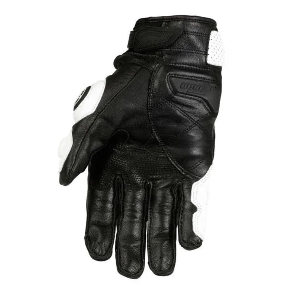 Hmhnsya Men’s Genuine Leather Motorcycle Gloves, Black & White Racing Road Riding Gloves, Summer & Winter Use
