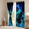 thumbnail image 3 of Manfei Blue Gothic Skull Curtains Pack of 2 (42x84), Horror Halloween Black Out Curtains, Teens Boys Girls Blackout Curtains for Bedroom, Window Treatments Bedroom Decor, 3 of 6