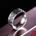 thumbnail image 2 of Mens Stainless Steel Vintage Geometric Engraved Ring, 8mm Titanium Steel Band, Smear Pattern Fashion Jewelry, 2 of 5