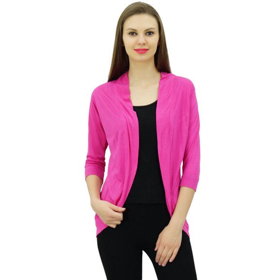 Bimba Women Solid Shrug Spandex 3/4 Sleeve Casual Shrug Cardigan