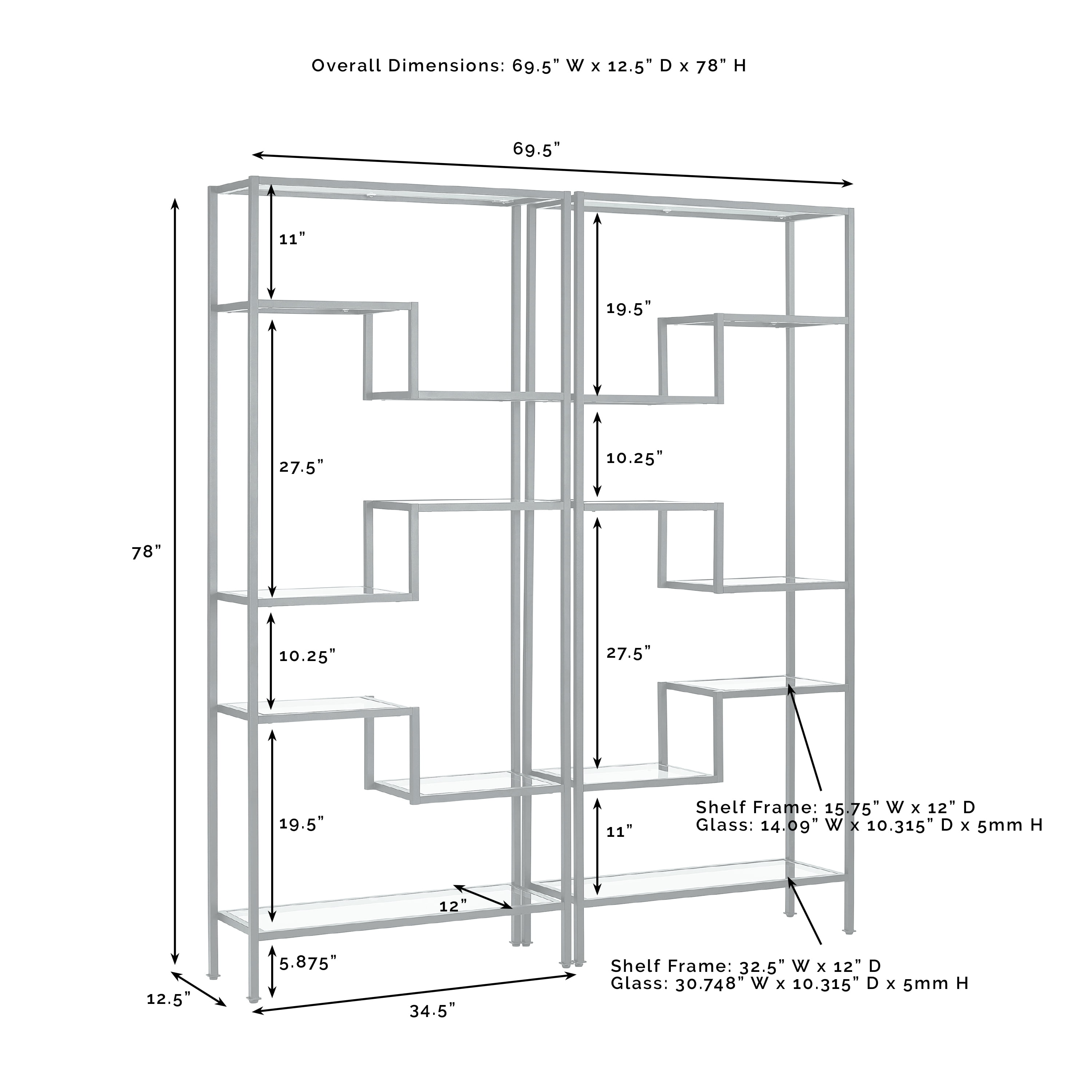 Crosley Furniture Sloane 2Pc Etagere Set