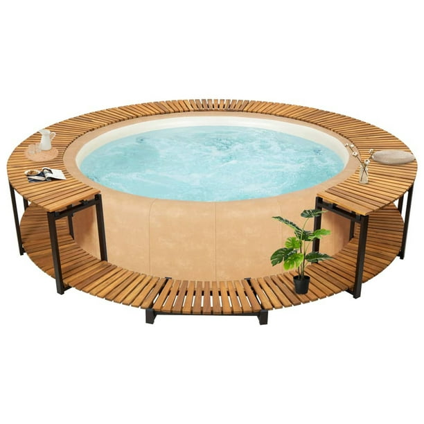 Inflatable Hot Tub Surround Spa Surround With 2 Steps Solid Acacia Wood Hot Tub Storage Surround Patio Furniture Backyard Garden Deck Hot Tub Accessories Ja3541 Walmart Com Walmart Com