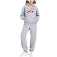 thumbnail image 3 of Piuwrlz Kids Sweatsuits Sets 2pcs Girls Jogger Set Pocket Christmas Round Neck Sweats and Sweatpants Gray Size 9 Years, 3 of 9