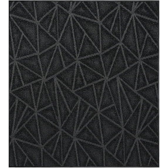 Indoor Outdoor custom size area rugs made in USA pattern Geometrical comes in Ten colors and Nine shapes rectangular,round,square,runners,oval,hexagon,octagon,half round - Black, 9' x 9' Area Rugs