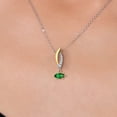 thumbnail image 3 of Gem Stone King 925 Silver and 10K Yellow Gold Green Nano Emerald and White Lab Grown Diamond Pendant Necklace for Women | 0.23 Cttw | Gemstone May Birthstone | Marquise 6X3MM | With 18 inch Chain, 3 of 6