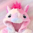 thumbnail image 7 of YunPes Infant Rainbow Horse Plush Hooded Jumpsuit Full Zip Long Sleeve Animal Onesie 3D Ears & Fuzzy Tail Baby Holiday Party Outfit, 7 of 7
