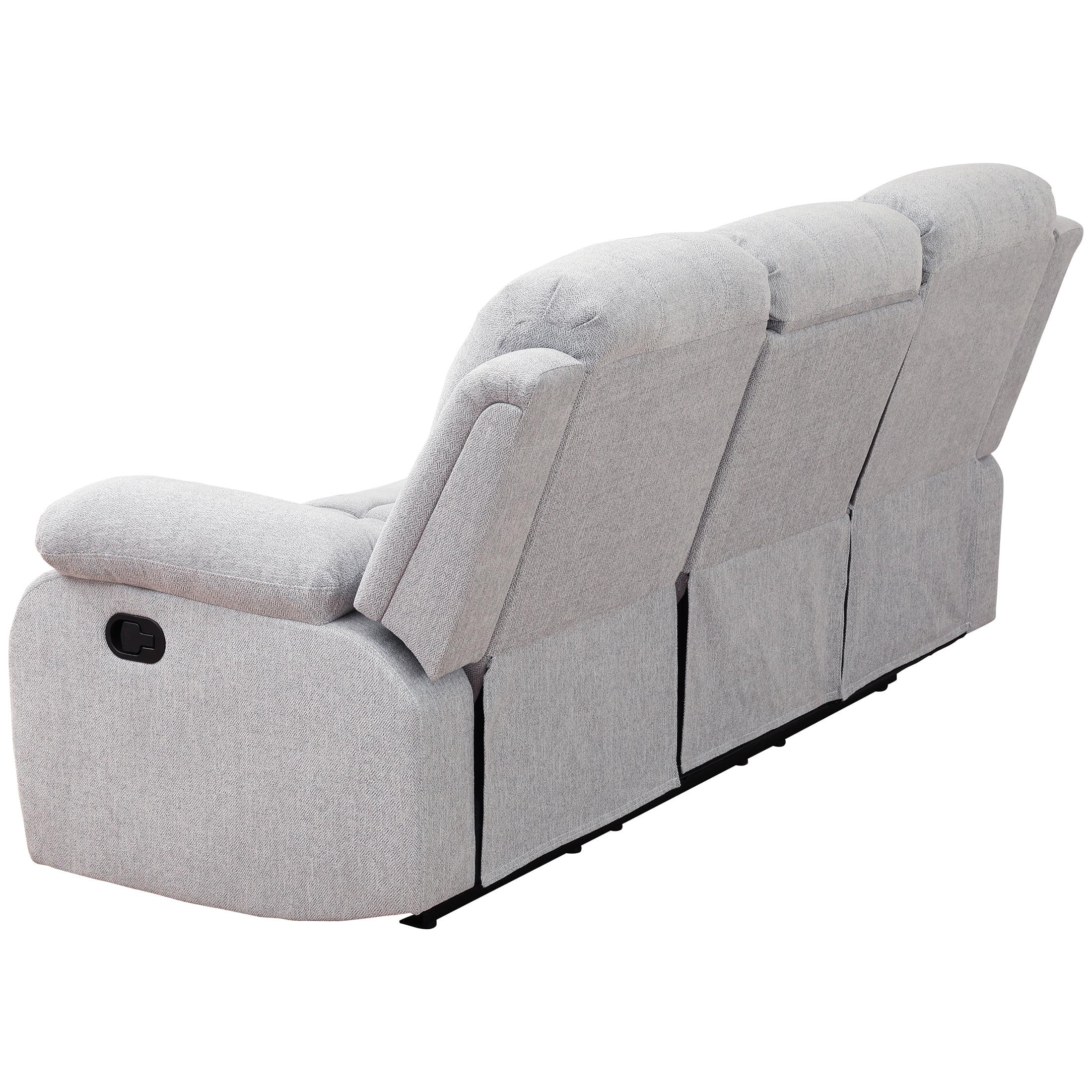AUKFA 3 Seats Recliner Sofa Chair, Home Theater Sofa with Flipped Backrest and Cupholder, Gray