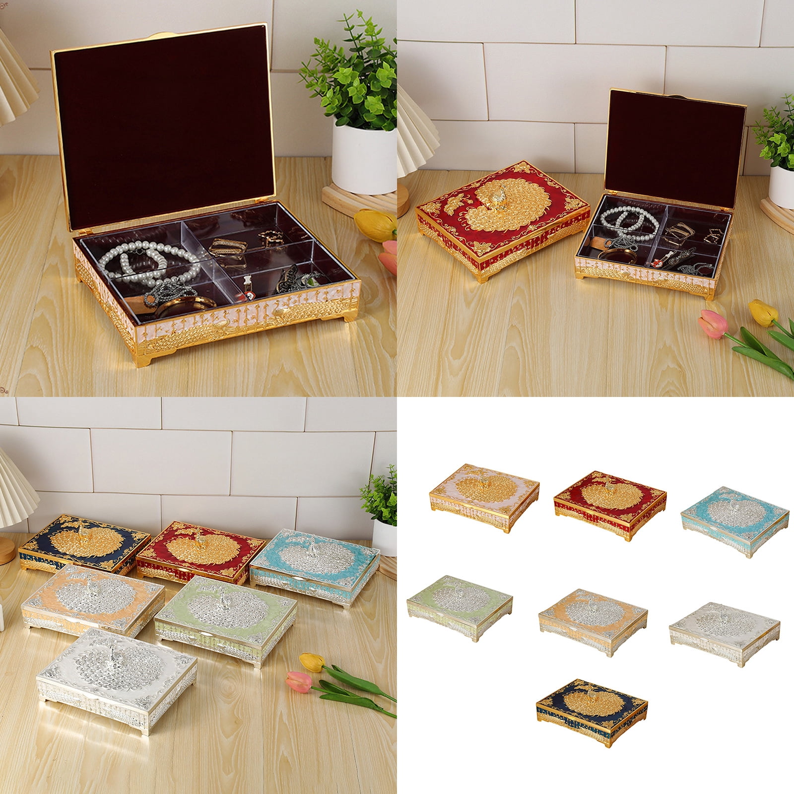 Elegant Peacockbird Jewelry Box Metal Alloy Storage Planner For Earrings Necklaces Home Deck