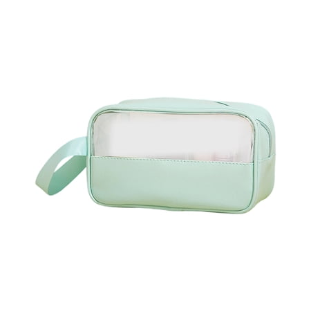 Makeup Bag  Clear Window Mint Green 1 Piece Portable Handle Waterproof Travel Toiletry Organizer for Women Cosmetics Skincare Bathroom Vacation