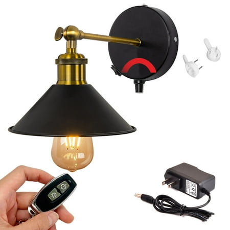 

FSLiving Rechargeable Battery Operated Wall Sconce Dimmable Wireless Convenient Lamp Vintage Style Adjustable Angle Wall Lamp Nightstand Lamp Corner Accent Lighting for Living/Study Room - 1 Light