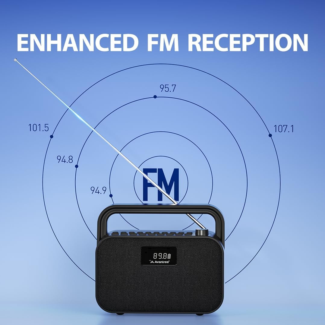 Avantree PowerByte - Portable Digital FM Radio with Powerful 30W Stereo Bluetooth Speakers & SD Card Player, 20hr Rechargeable Playtime, Extended Range, Wireless Loud Outdoor Speaker & U Disk Player