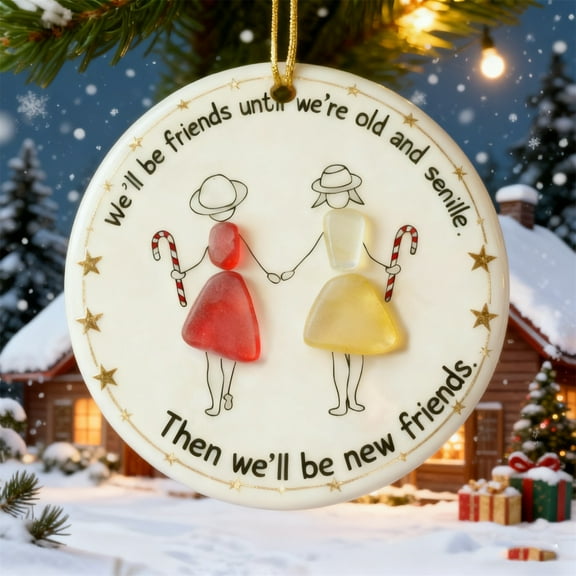 Cheapark Friend Sea Glass Ornaments, 2D Christmas Decoration Pendant, Frosted Texture Design, Sentimental Friendship Keepsake For Tree Home