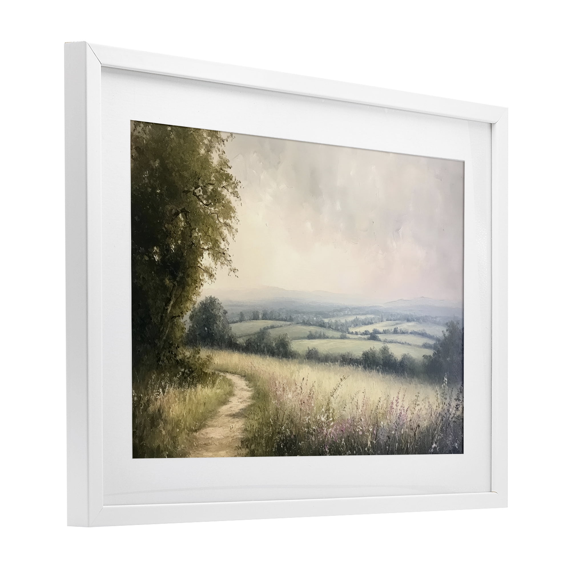 Stupell Industries Rolling Farmlands in Distance White Framed Print Under Glass, design by Petal Prints Design