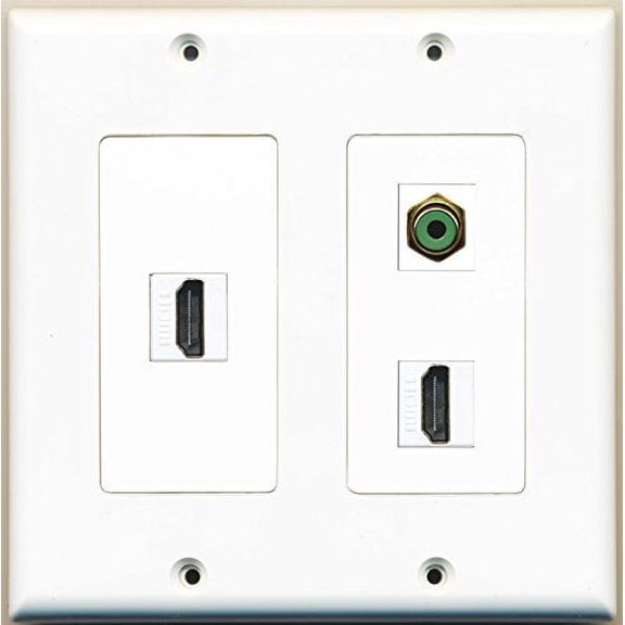 RiteAV - 2 Port HDMI 1 Port RCA Green - 2 Gang Wall Plate