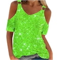 thumbnail image 1 of Mode Décontractée pour Femmes Imprimé Manches Courtes Col Rond Blouses Chemises, 1 of 4