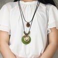 thumbnail image 2 of Cowboy Wood Helical Pendant Adjustable Cord Necklace Green, 2 of 6